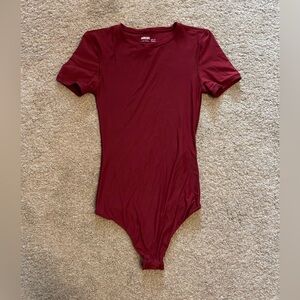 Aerie SmoothEZ Crewneck Bodysuit in Deep Wine Size XXS
